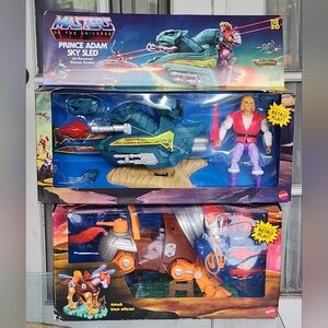 New Mattel Masters Of The Universe Stridor Heroic Armored War Horse, Adam & Sled